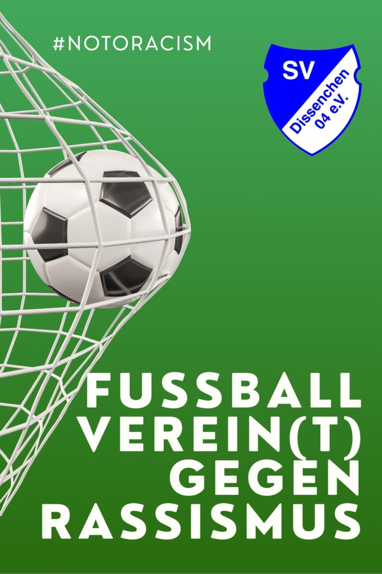 Fußballverein (SV) Logo mit der Botschaft gegen Rassismus.